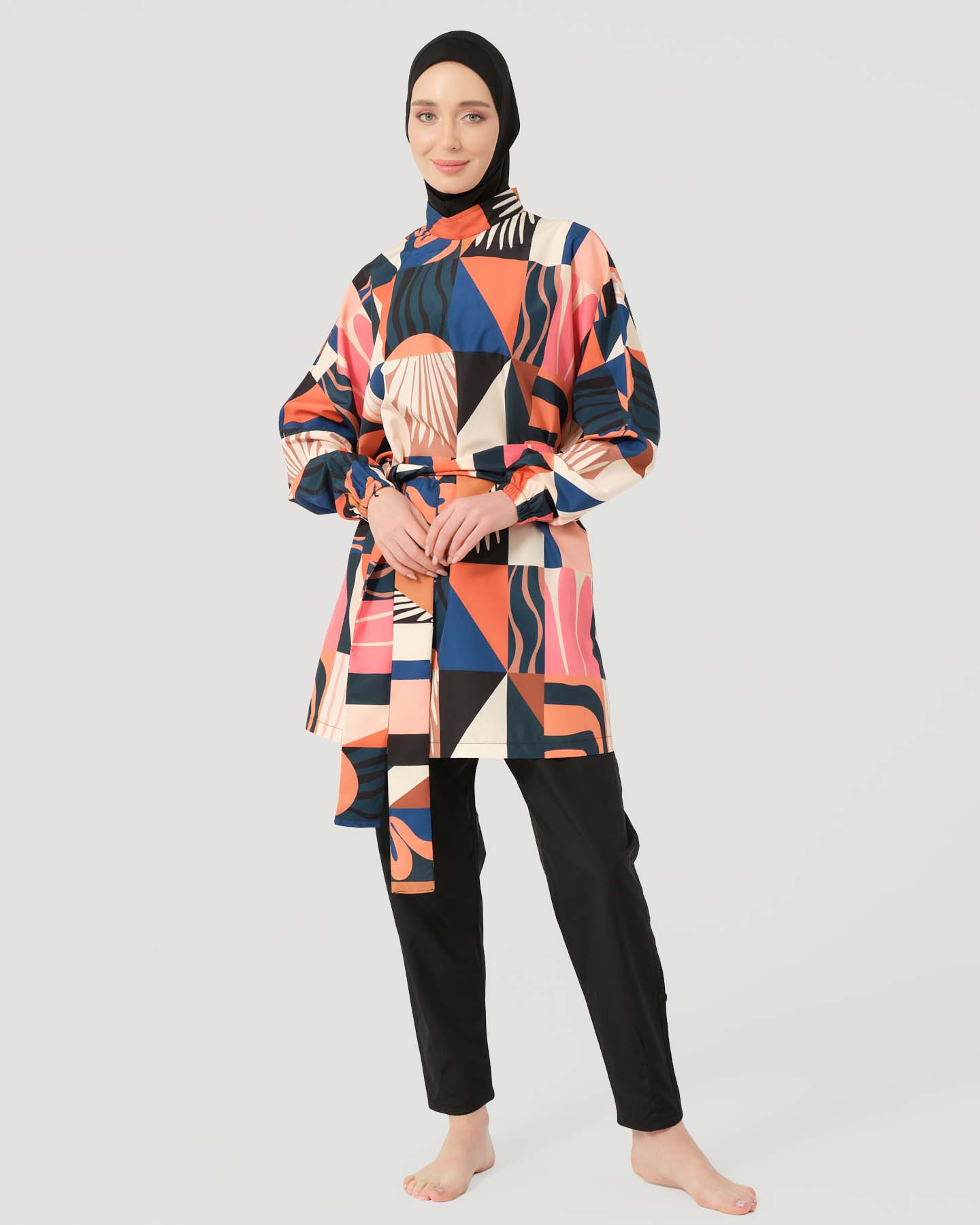 Muslim Swimsuit with hijab - Orange - 2