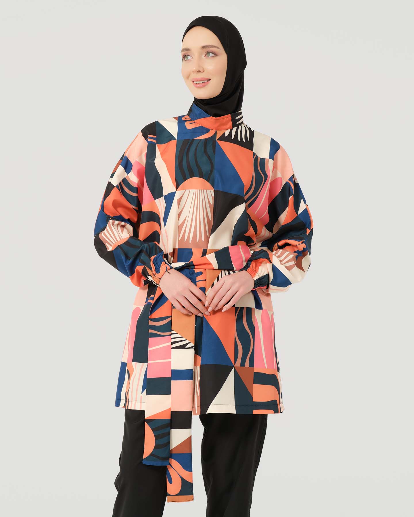 Muslim Swimsuit with hijab - Orange - 5