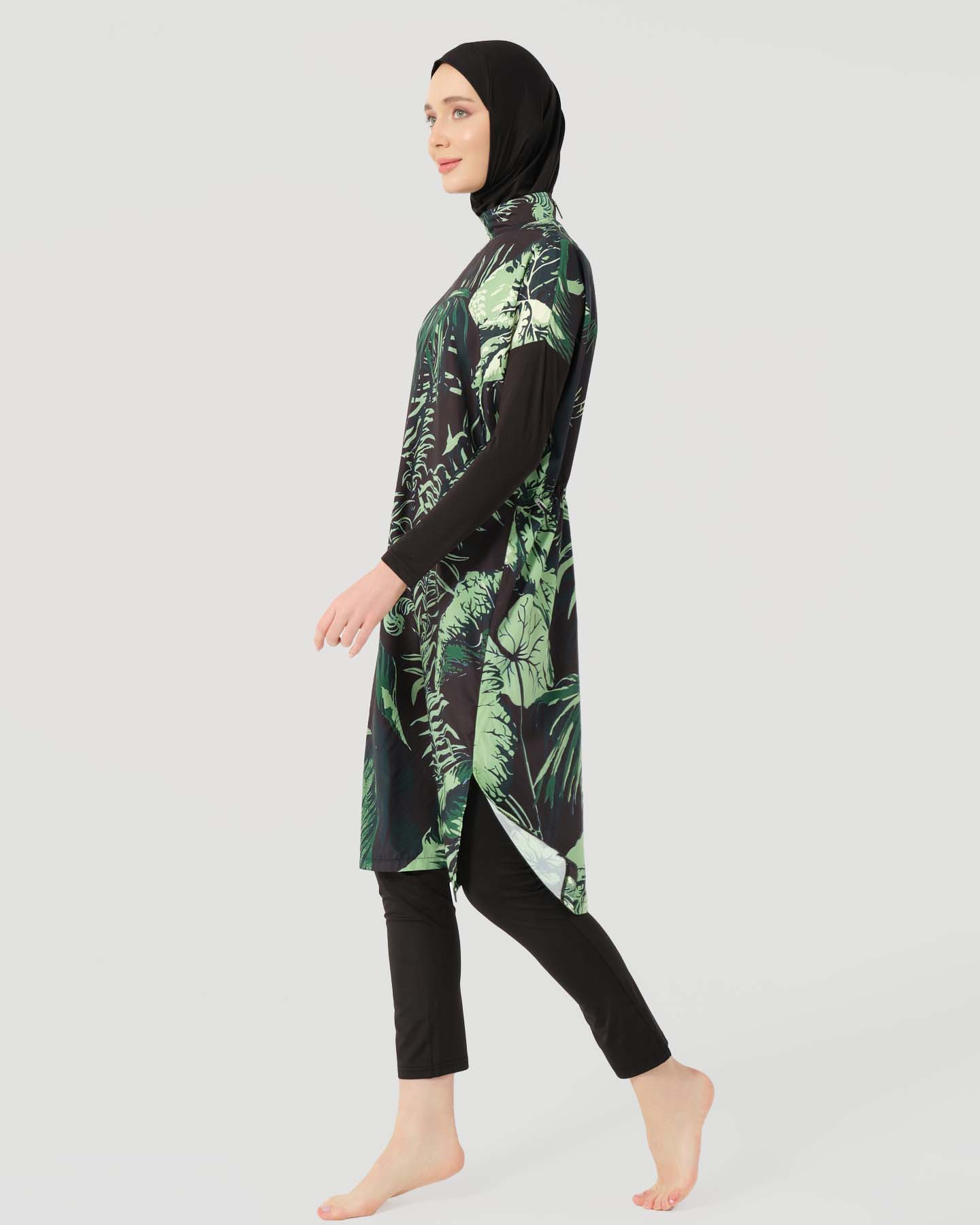 Muslimsk baddräkt med hijab -  Grön - 2