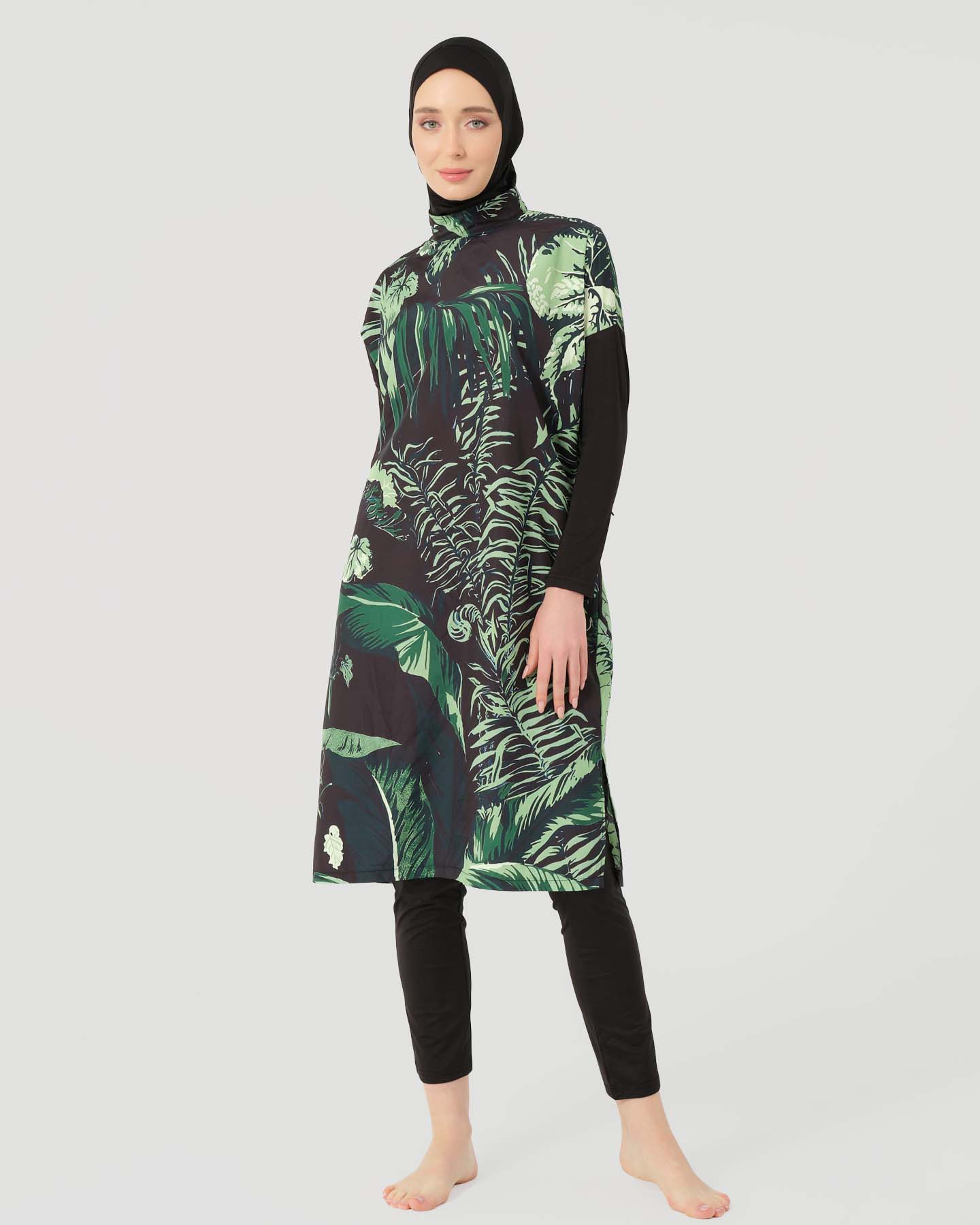 Muslimsk baddräkt med hijab -  Grön - 4