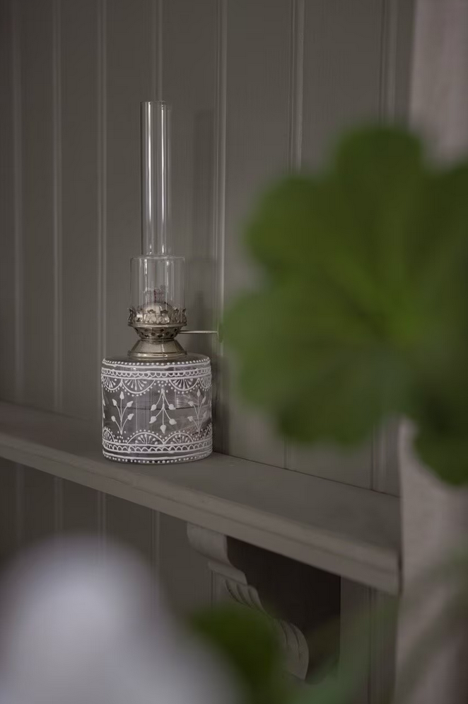 Fotogenlampa Marja med Vita detaljer i Glas Liten Ø8cm x H26cm - 3