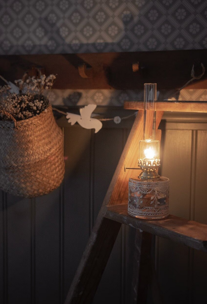 Fotogenlampa Marja med Vita detaljer i Glas Liten Ø8cm x H26cm - 4