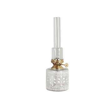 Fotogenlampa Marja med Vita detaljer i Glas Liten Ø8cm x H26cm