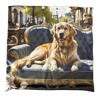 Kuddfodral Golden Retriver hund i rokokosoffa velvet sammet  shabby chic lantlig stil