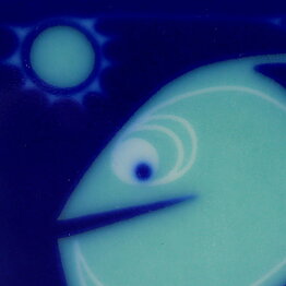 Sigrún Guðjónsdóttir (1970s) Bowl with Turquoise Stylistic Fish Decor 10 cm