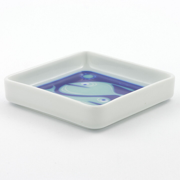 Sigrún Guðjónsdóttir (1970s) Bowl with Turquoise Stylistic Fish Decor 10 cm