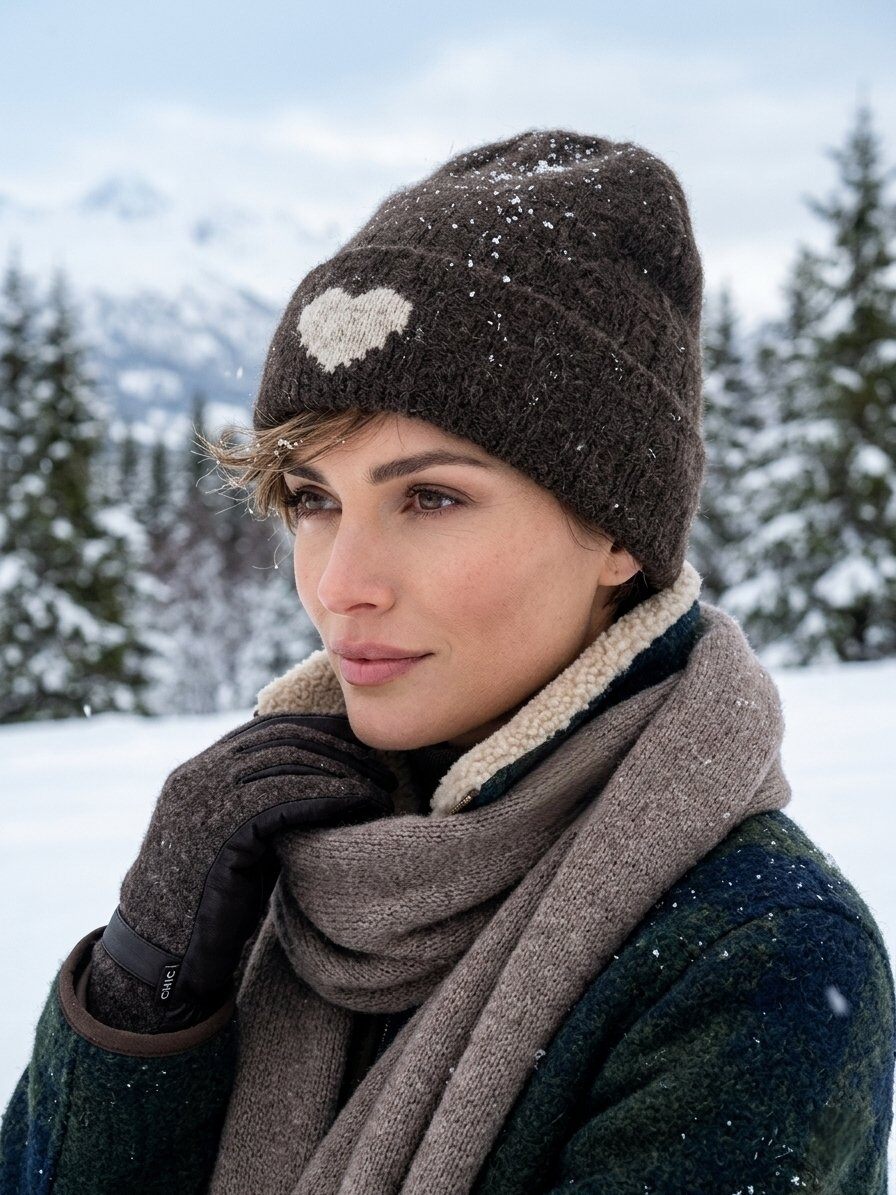 Beanie heart brown