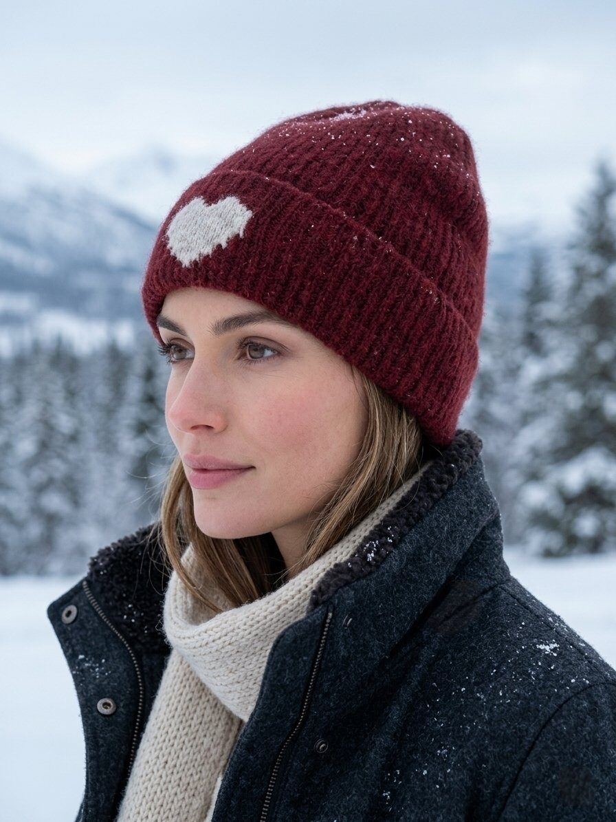 Beanie heart burgundy