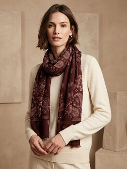 Scarf paisley burgundy