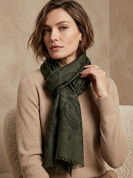 Scarf paisley khaki