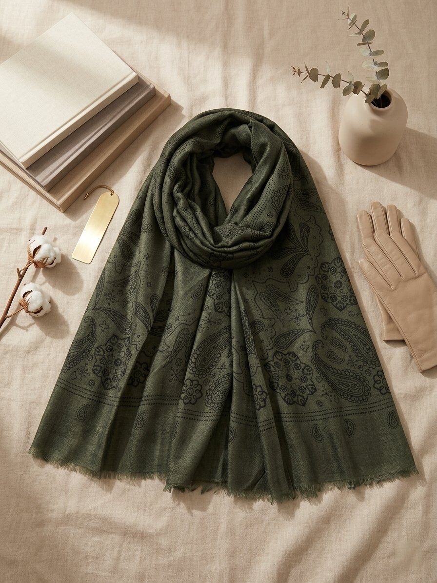 Scarf paisley khaki - 2