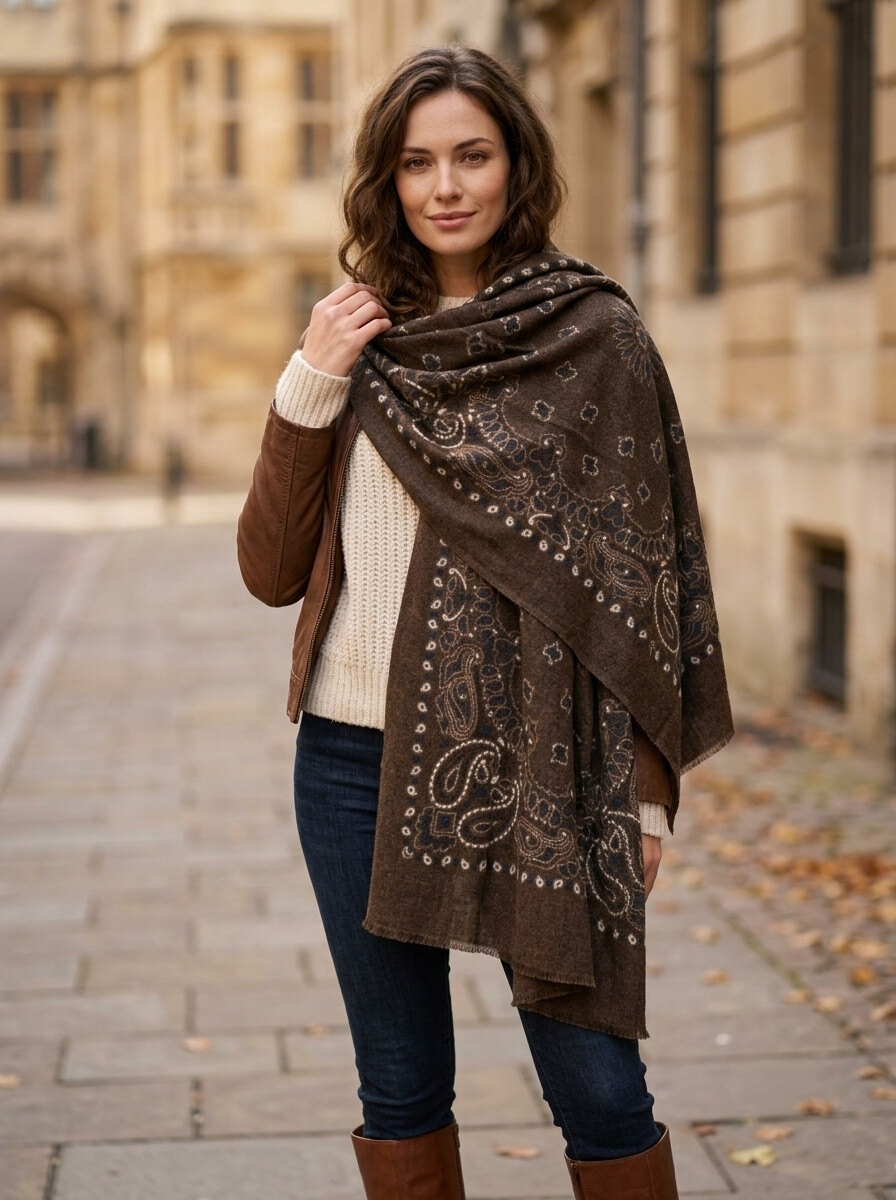 Scarf paisley bandana print brown - 2
