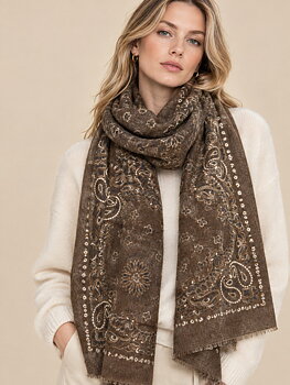 Scarf paisley bandana print brown