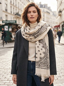 Scarf paisley bandana print ecru