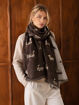 Scarf dog print coffee