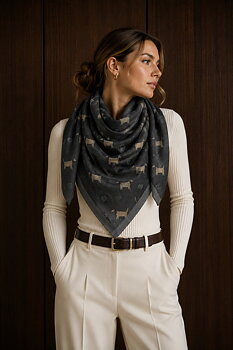 Scarf dog print black