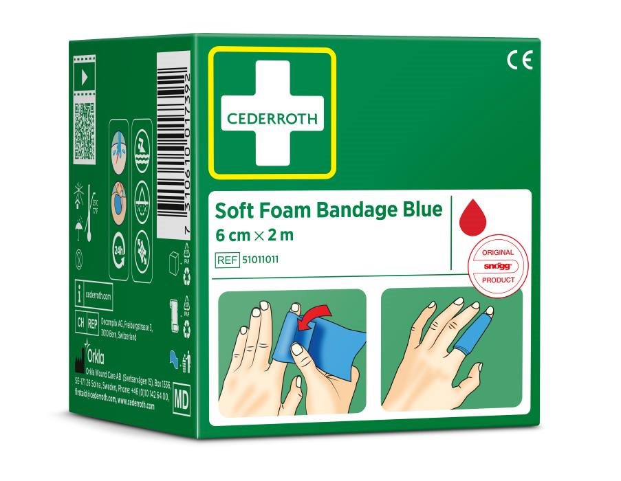 Soft Foam Bandage 6cm x 2 m blå, Cederroth - 3
