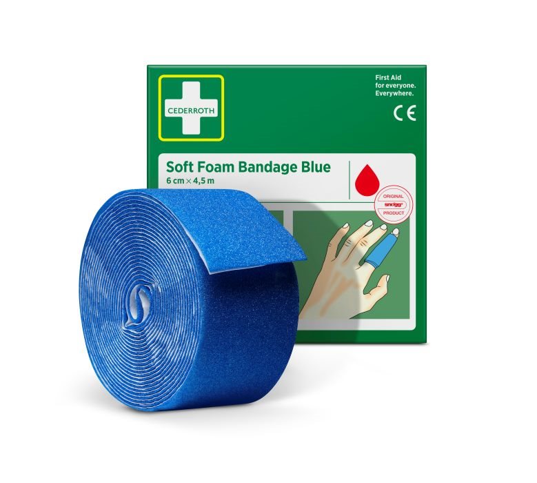 Fingerförband soft foam 6 x 450cm blå, Cederroth