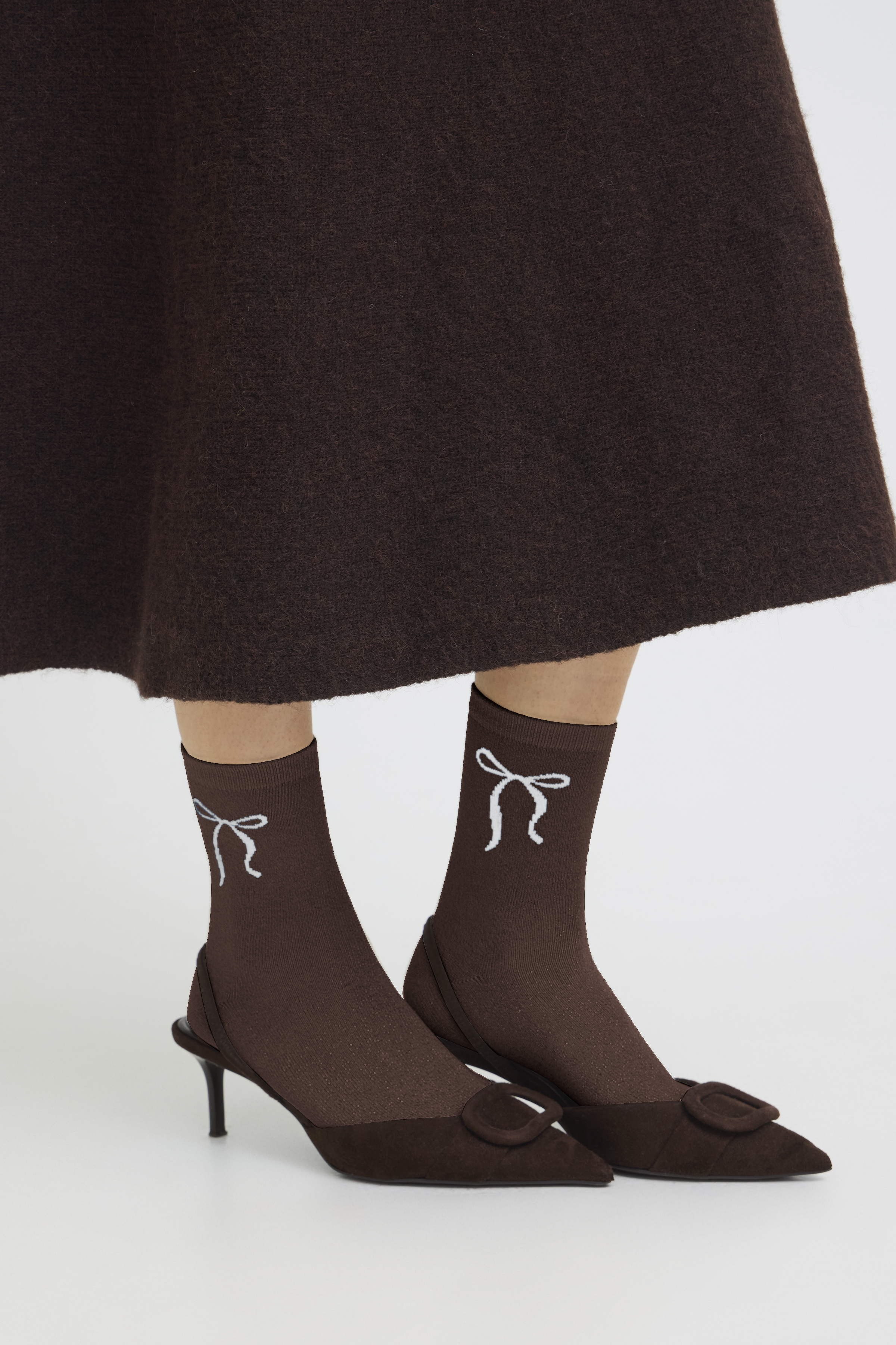 BYVILAINE Bow Sock 2-Pack JAVA & OATMEAL BOW SOCKS - 5