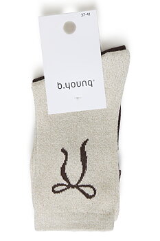BYVILAINE Bow Sock 2-Pack JAVA & OATMEAL BOW SOCKS