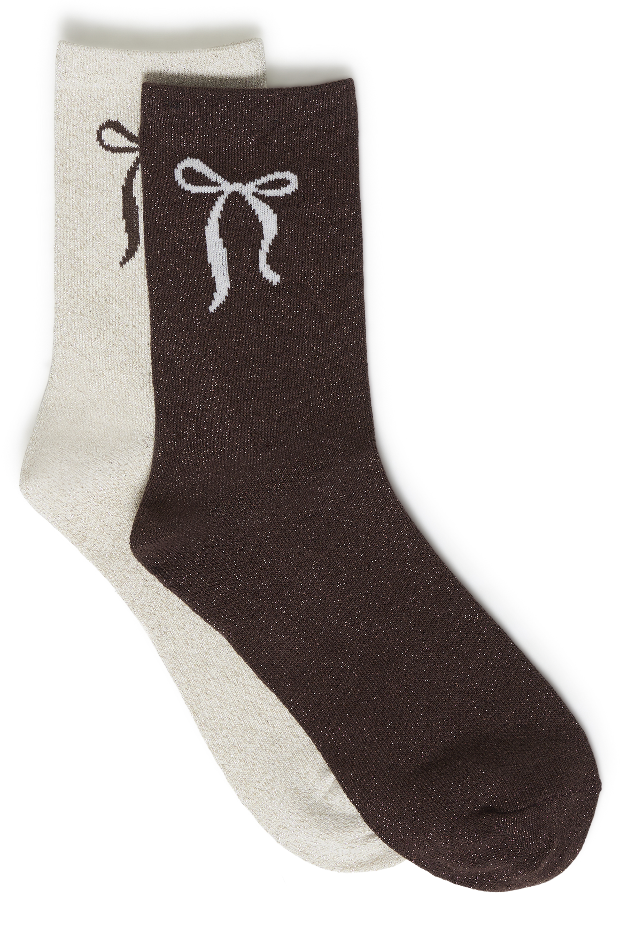 BYVILAINE Bow Sock 2-Pack JAVA & OATMEAL BOW SOCKS - 3