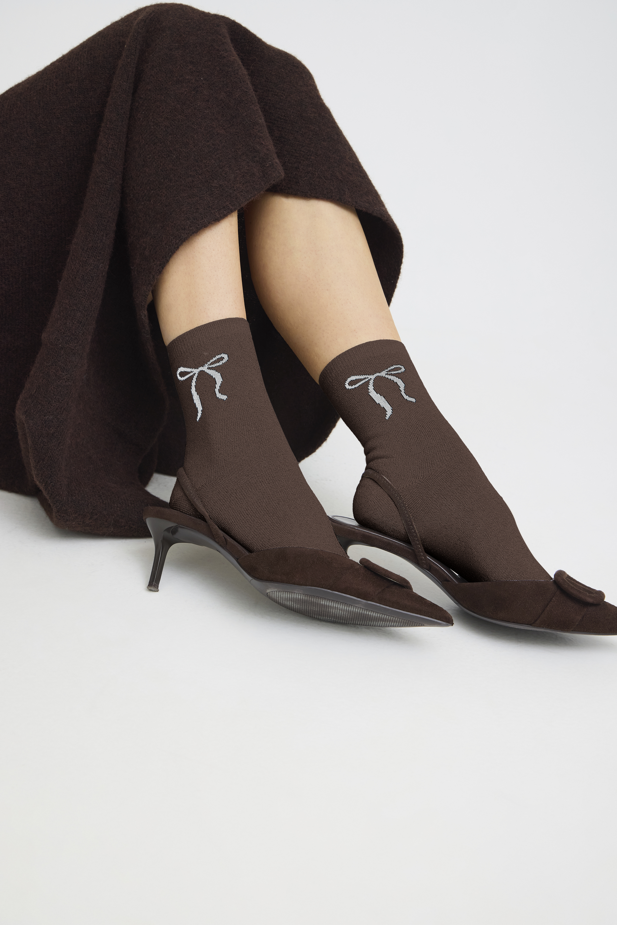BYVILAINE Bow Sock 2-Pack JAVA & OATMEAL BOW SOCKS - 6