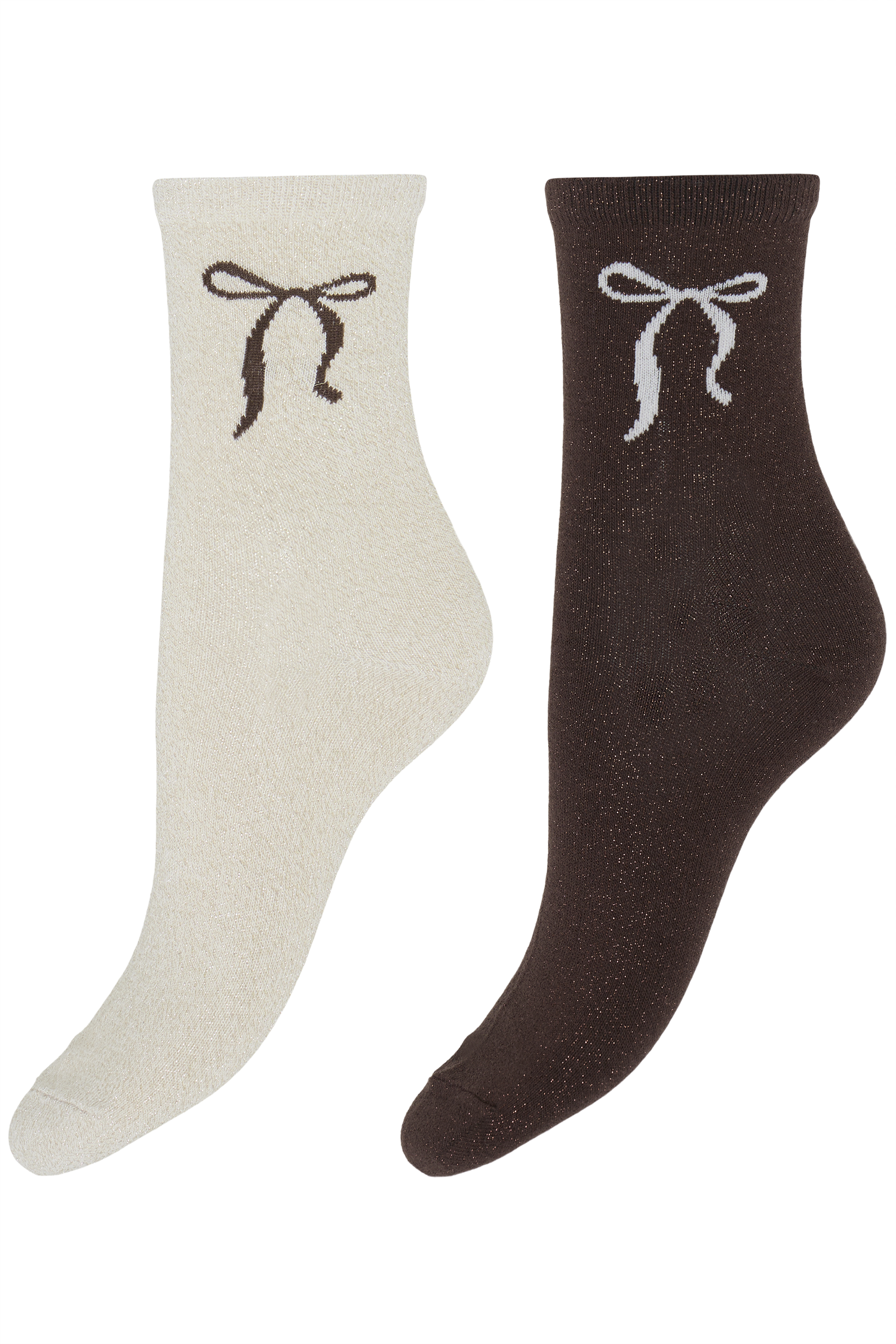 BYVILAINE Bow Sock 2-Pack JAVA & OATMEAL BOW SOCKS - 2