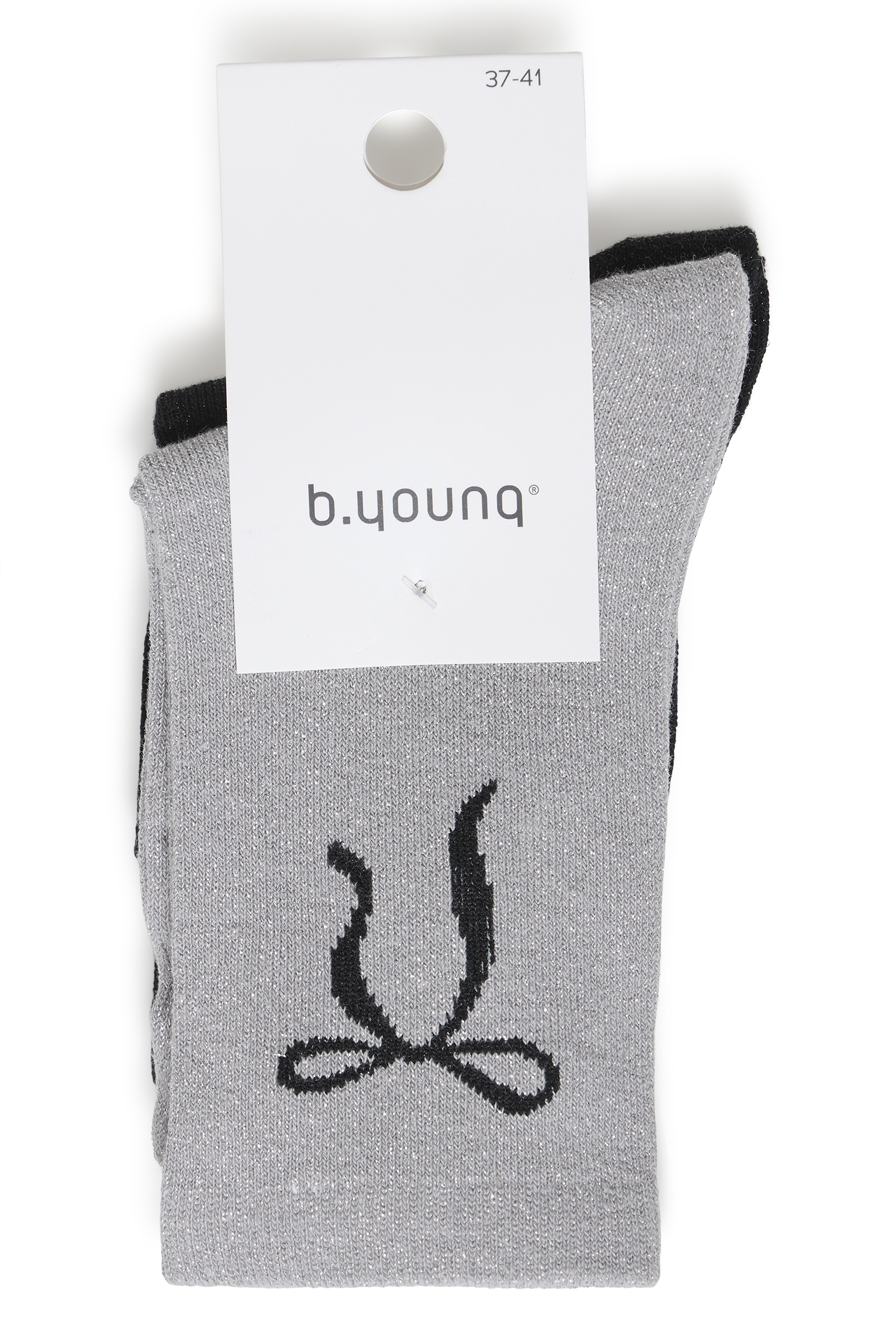 BYVILAINE Bow Sock 2-Pack BLACK & SILVER BOW SOCKS