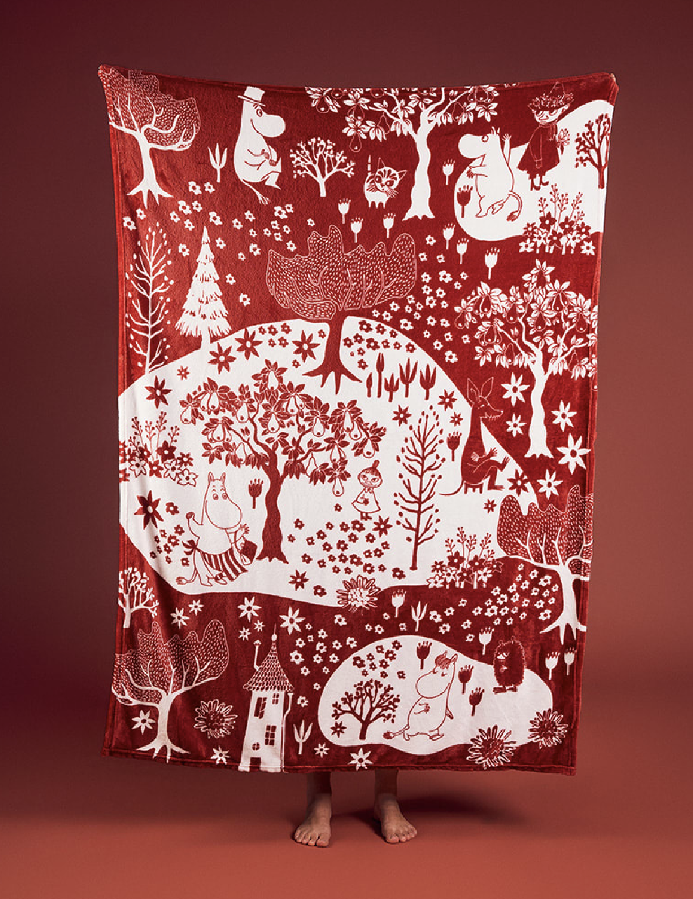 Mumin Fleecefilt 130x170 cm - Park Röd - 3