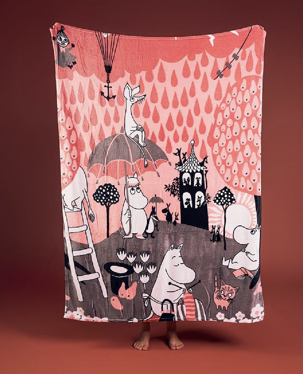 Mumin Fleecefilt 130x170 cm - Höstdag Rosa - 2