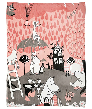 Mumin Fleecefilt 130x170 cm - Höstdag Rosa