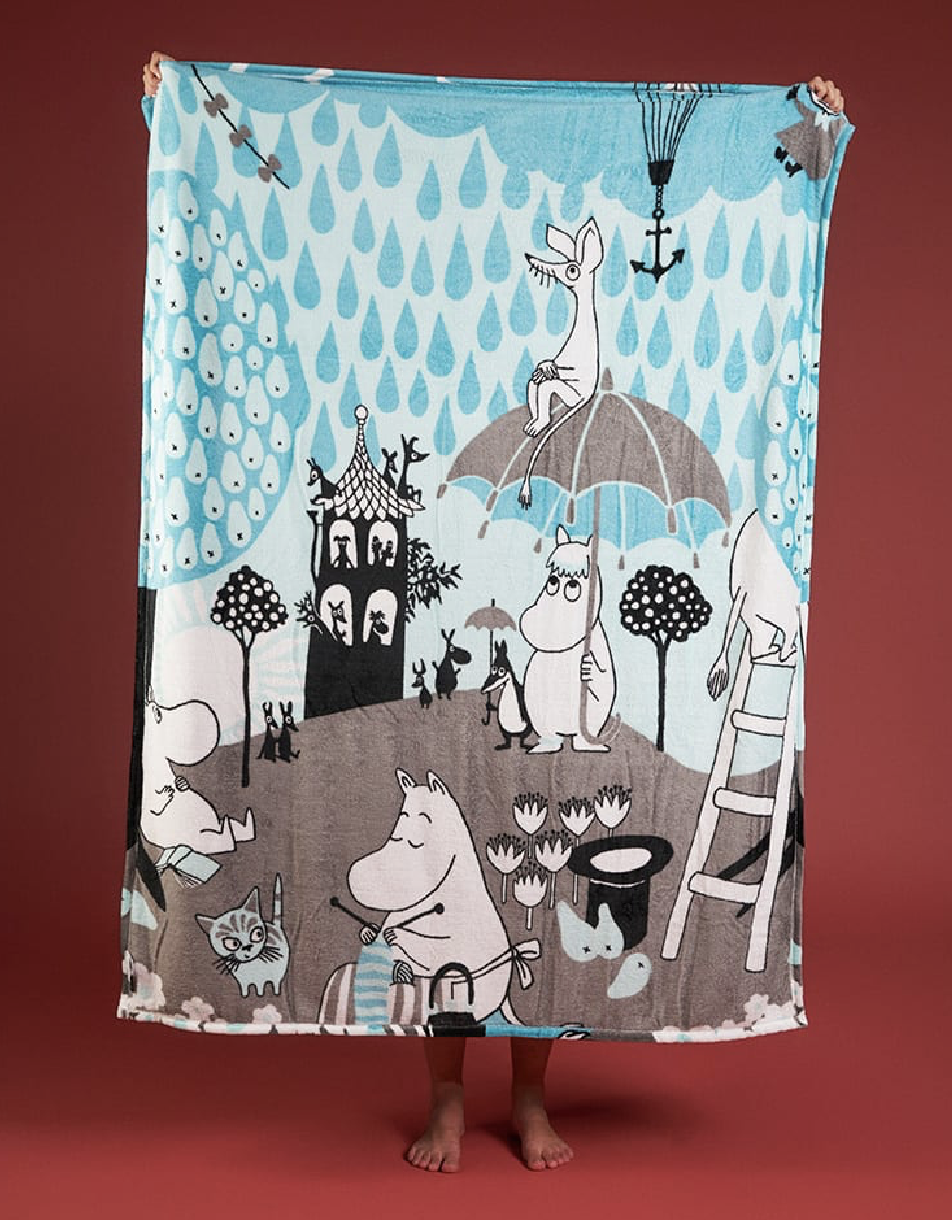 Mumin Fleecefilt 130x170 cm - Höstdag Blå - 2
