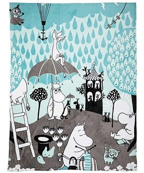 Mumin Fleecefilt 130x170 cm - Höstdag Blå