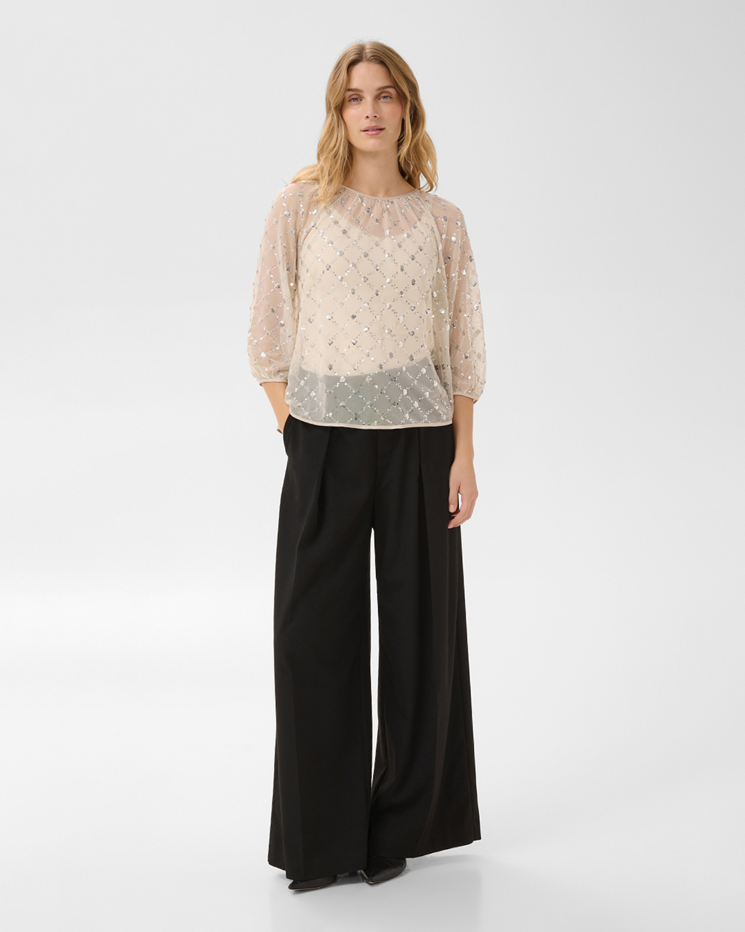 Blus Dimka transparent glitter beige - 5