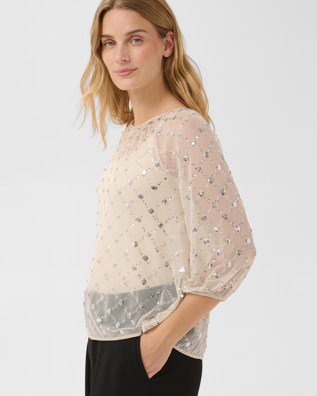 Blus Dimka transparent glitter beige - 3