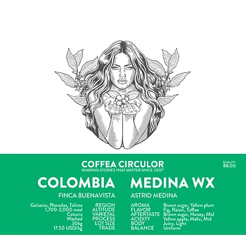 Coffea Circulor - Colombia Medina WX - Colombia - Washed - Ljusrostade hela kaffebönor - 250g