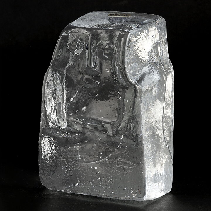 Erik Höglund (1960) Rough-Hewn Clear Glass Figure 11 cm (2)