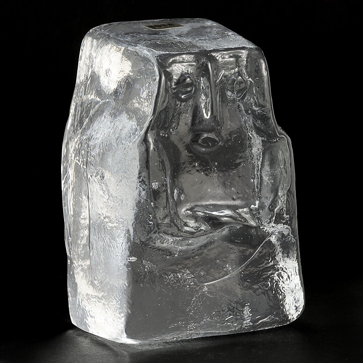 Erik Höglund (1960) Rough-Hewn Clear Glass Figure 11 cm (2)