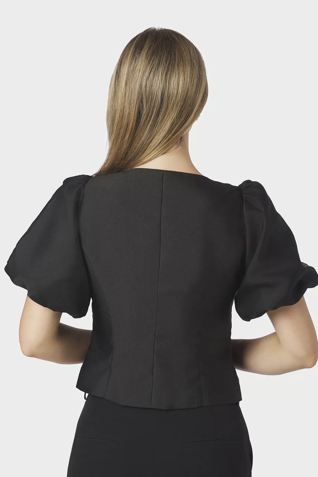 Neo Noir  - Anela Mandarin Dull Satin Blouse Black - 3