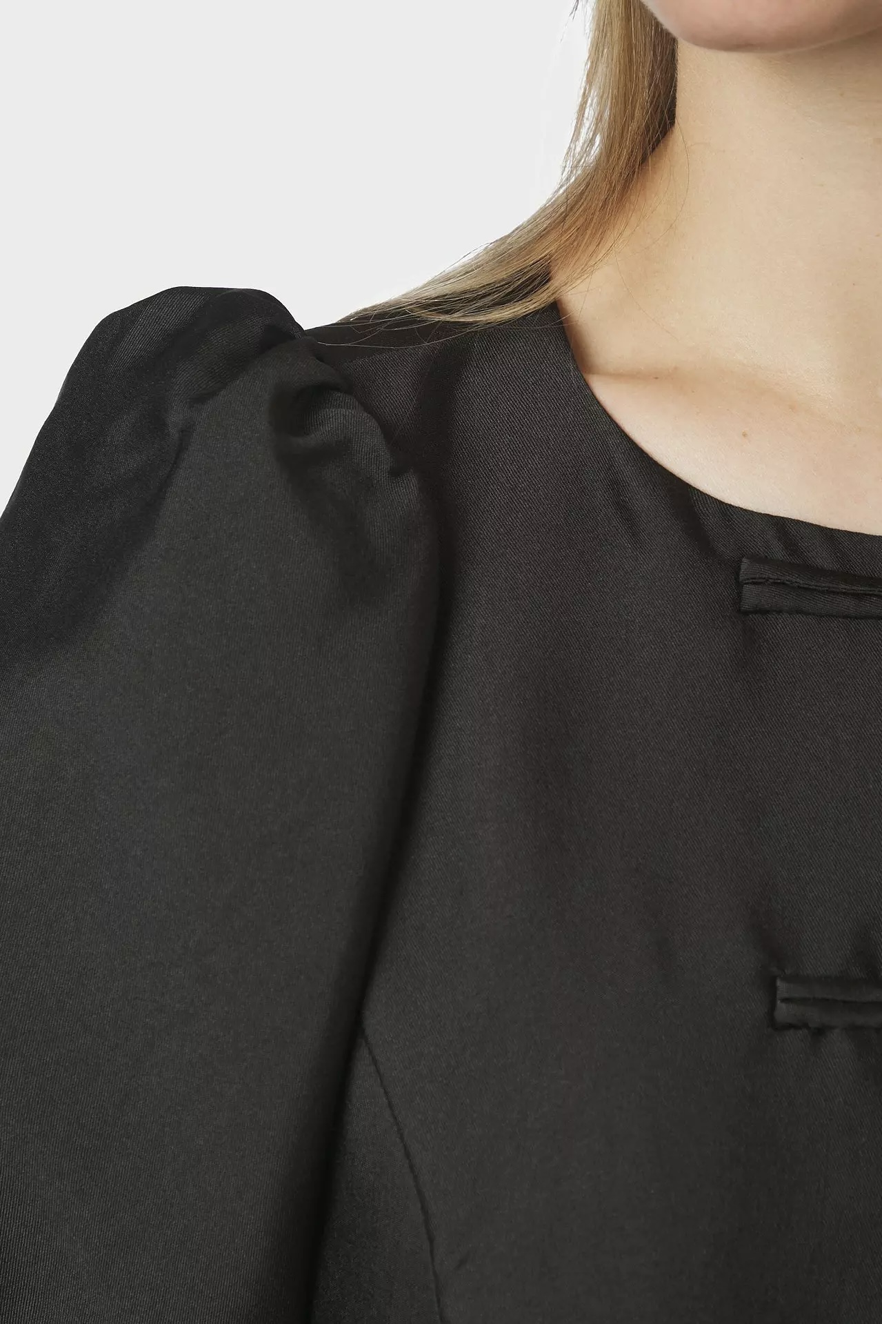 Neo Noir  - Anela Mandarin Dull Satin Blouse Black - 4