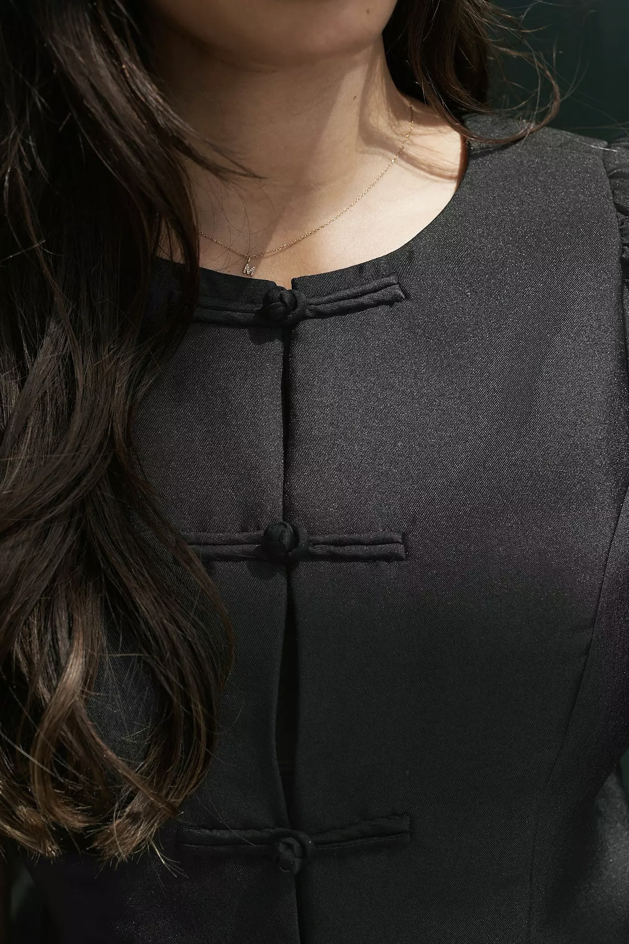Neo Noir  - Anela Mandarin Dull Satin Blouse Black - 6