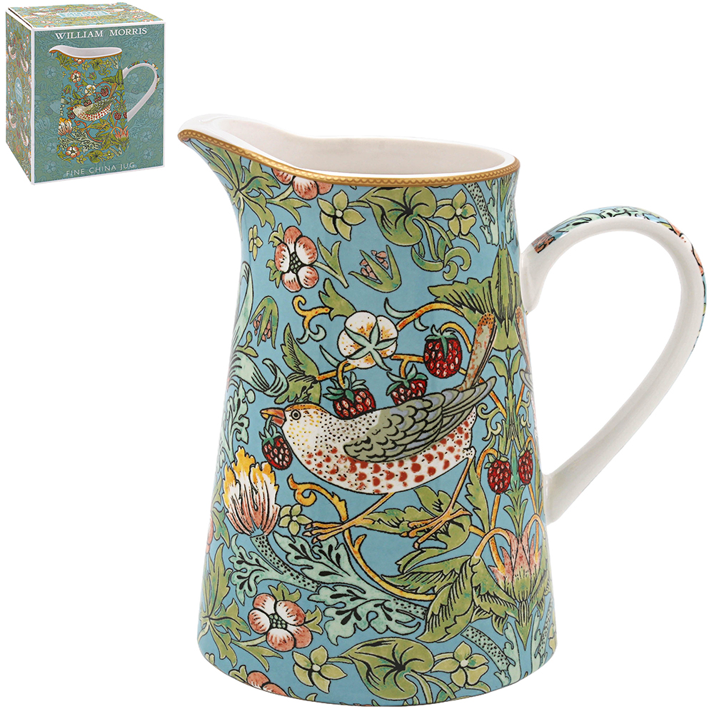 William Morris Teal Strawberry Thief  - Mjölkkanna - 2