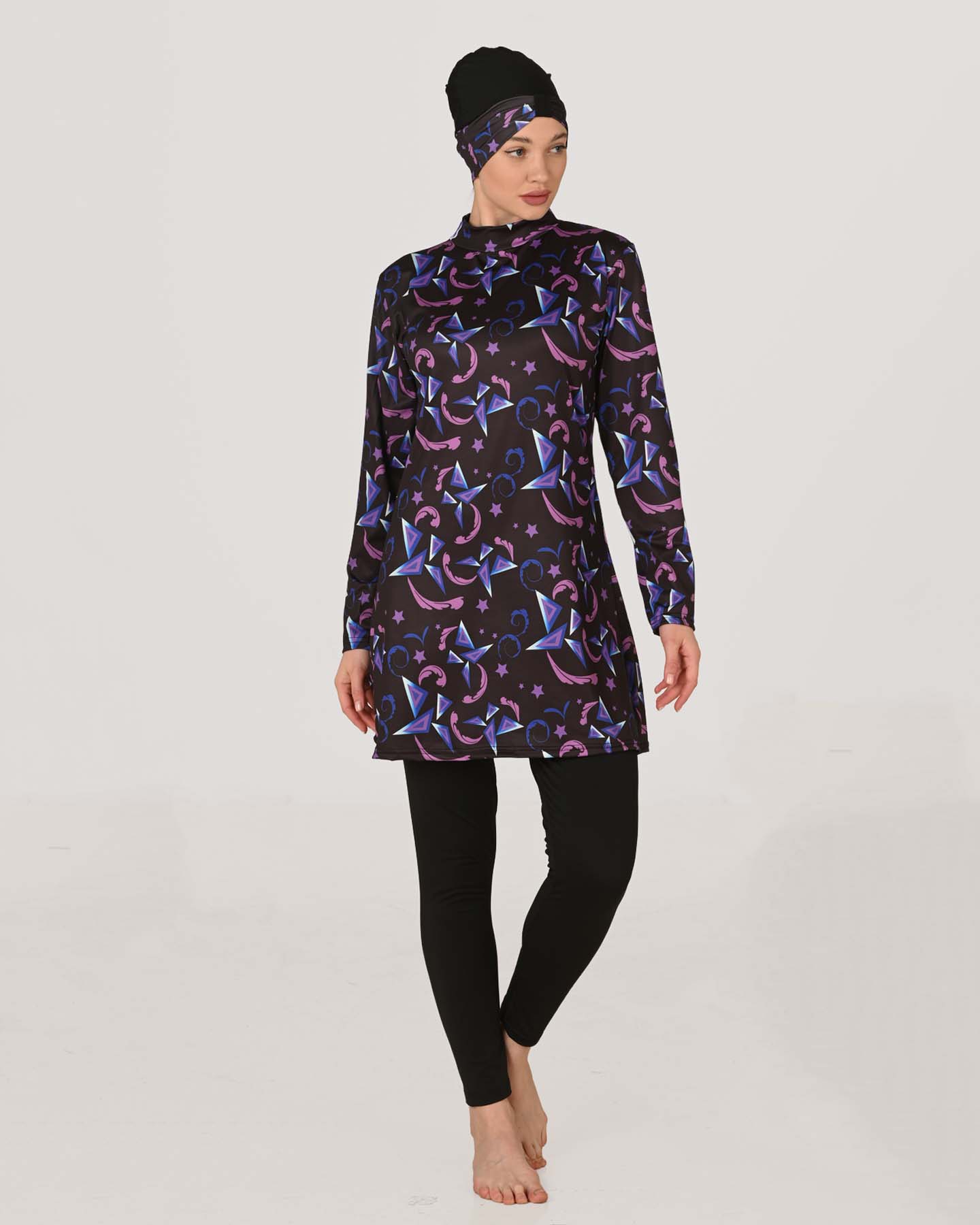 Muslim Swimsuit with hijab - Black - 3