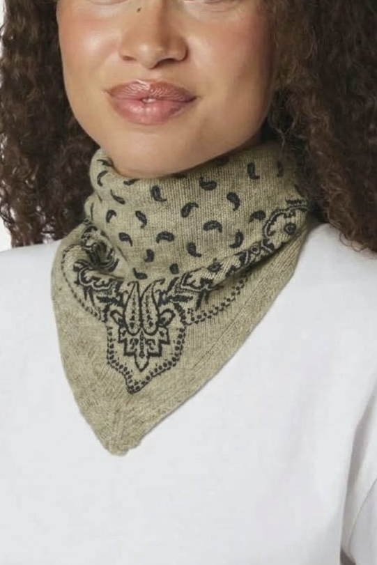 Neo Noir - Ariya  Paisley Knit Scarf Army - 3