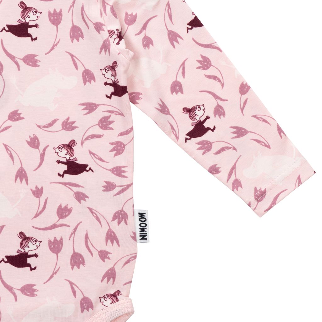 Moomin Baby Bodysuit - Floral Print, Pink - 3
