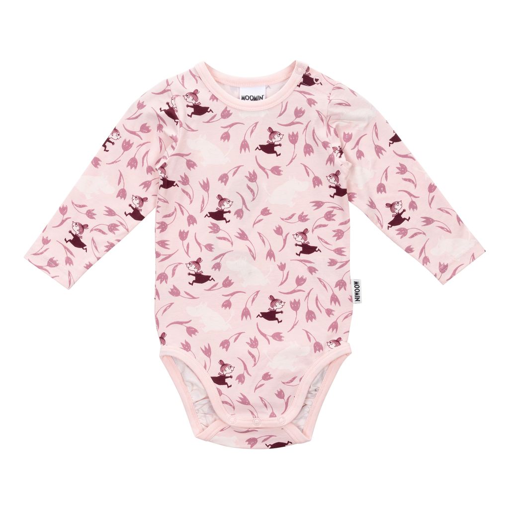 Moomin Baby Bodysuit - Floral Print, Pink