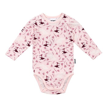 Moomin Baby Bodysuit - Floral Print, Pink
