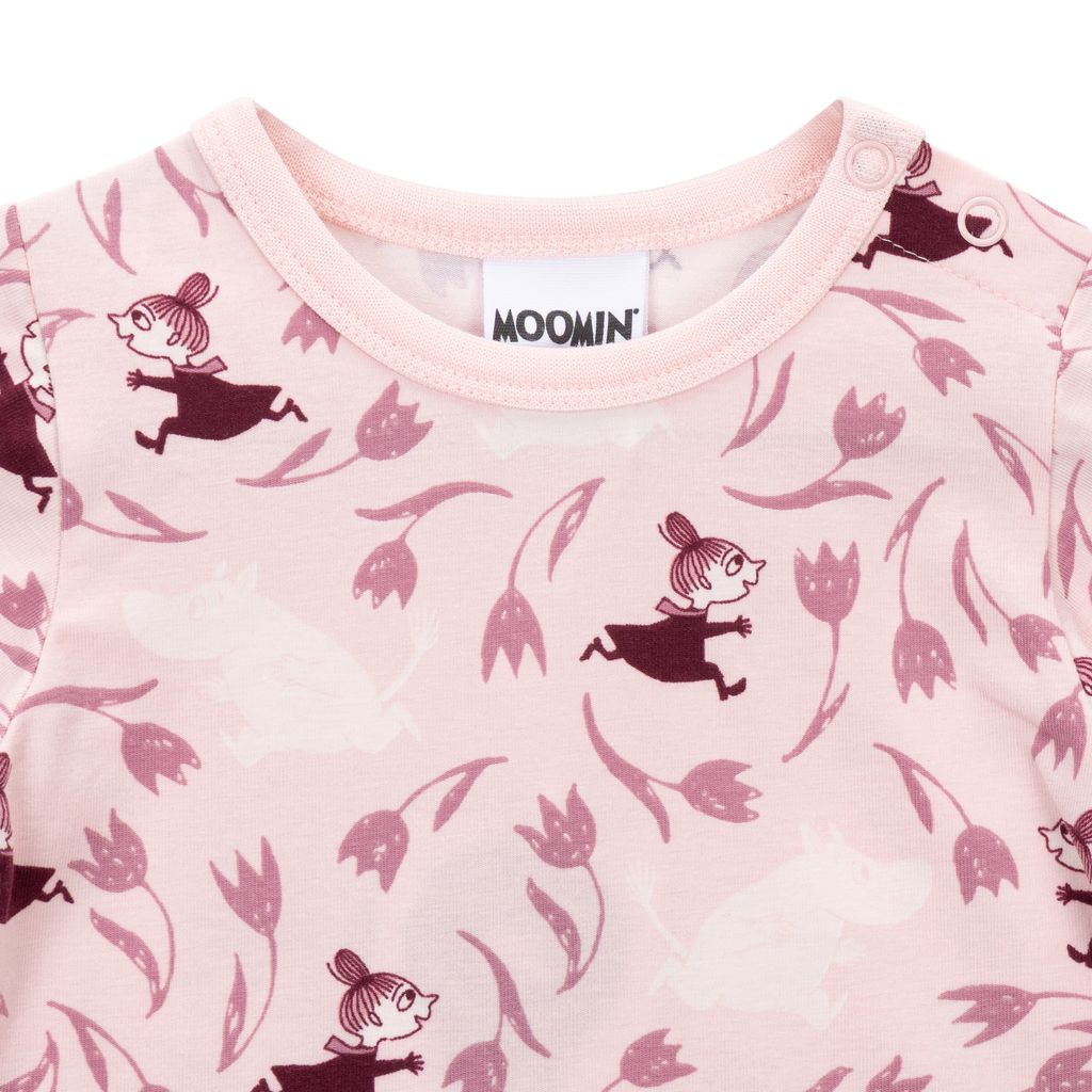 Moomin Baby Bodysuit - Floral Print, Pink - 4