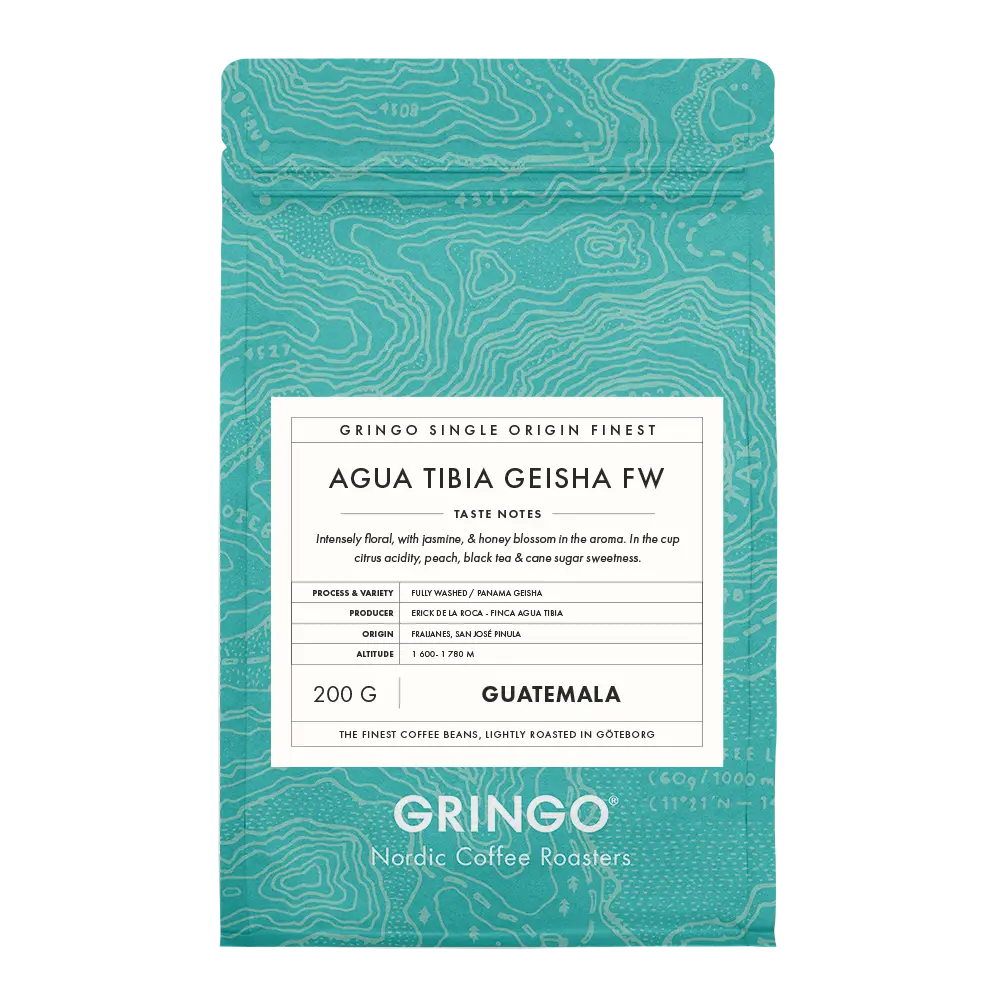 Gringo Nordic - Agua Tibia Geisha FW - Guatemala - Ljusrostade hela kaffebönor - 200g