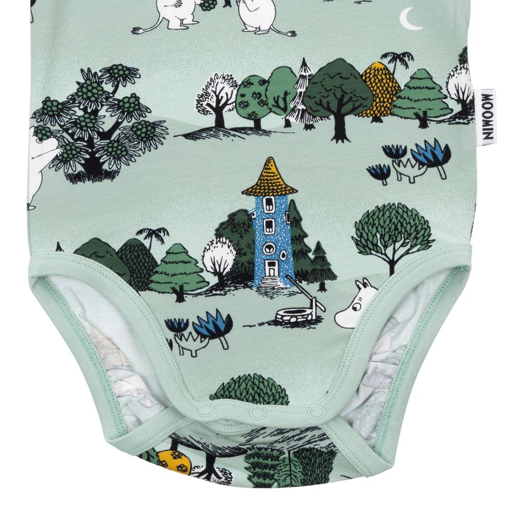 Moomin Baby Bodysuit - Moonlit Night Green - 2